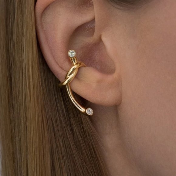 Niche Twisted Rope Knotted Zircon Earring ZB1104322 - Picture 1 of 4